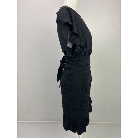 Decjuba Size 10 Women's Semi Wrap Dress Flutter Sleeve Hem - Picture 5 of 12